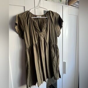 Elegant Olive V-Neck Dress